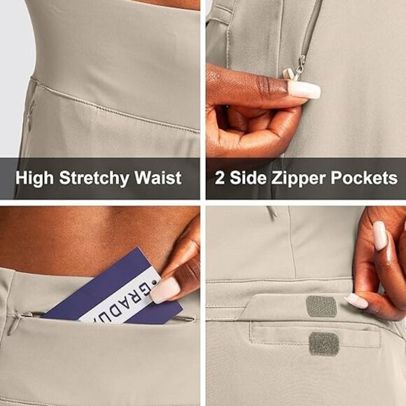 G Gradual Golf Skorts for Women with Pockets High Waisted KHAKI X-SMALL - Picture 9 of 13